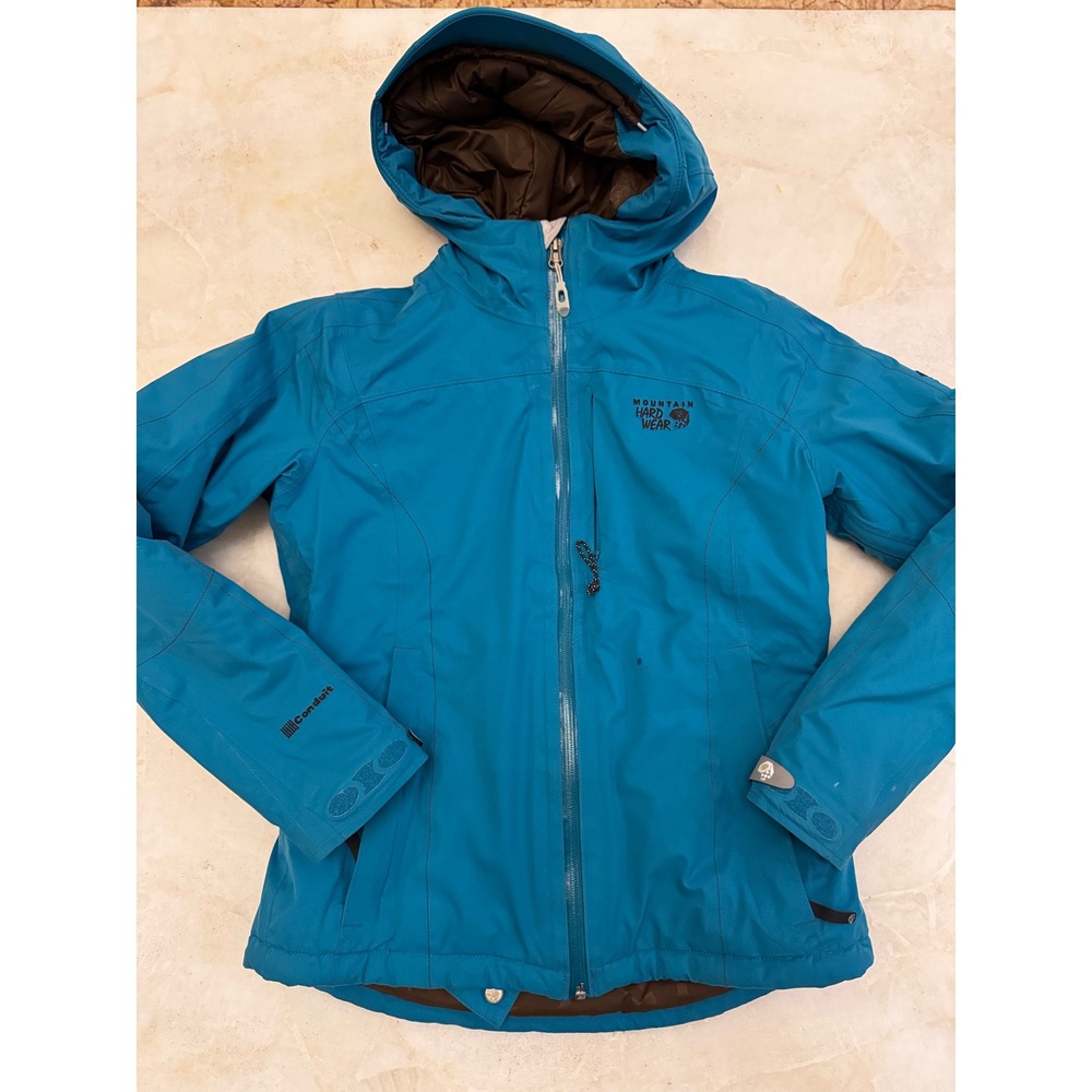 Mountain Hardwear Women Blue Conduit Waterproof Hooded Shell Jacket Small